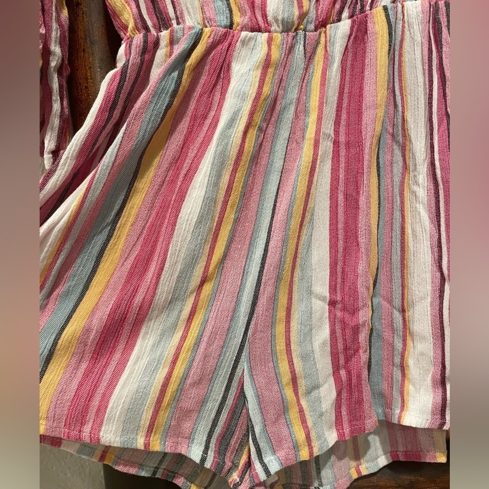 Andthewhy Multicolor short sleeve striped shorts romper size Small - Picture 5 of 7